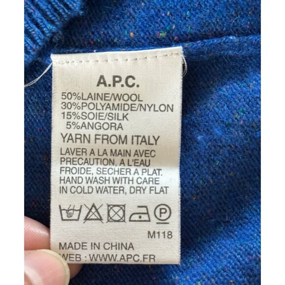 A.P.C. Women's Crewneck Pullover Sweater Blue Speckled - Picture 8 of 11